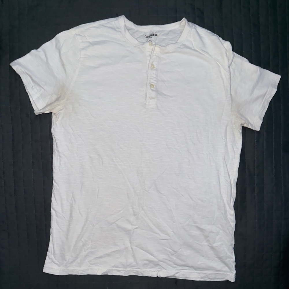 Casual White Short Sleeve Henley